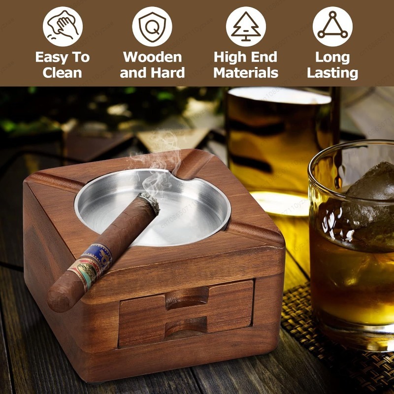 Wooden Cigar Ashtray with Phon - Tech Accessories Tablet avaliação e preço