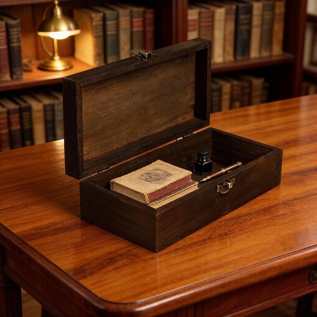Vintage Dark Wood Storage Box  - High Tech Office Accessories avaliação e preço