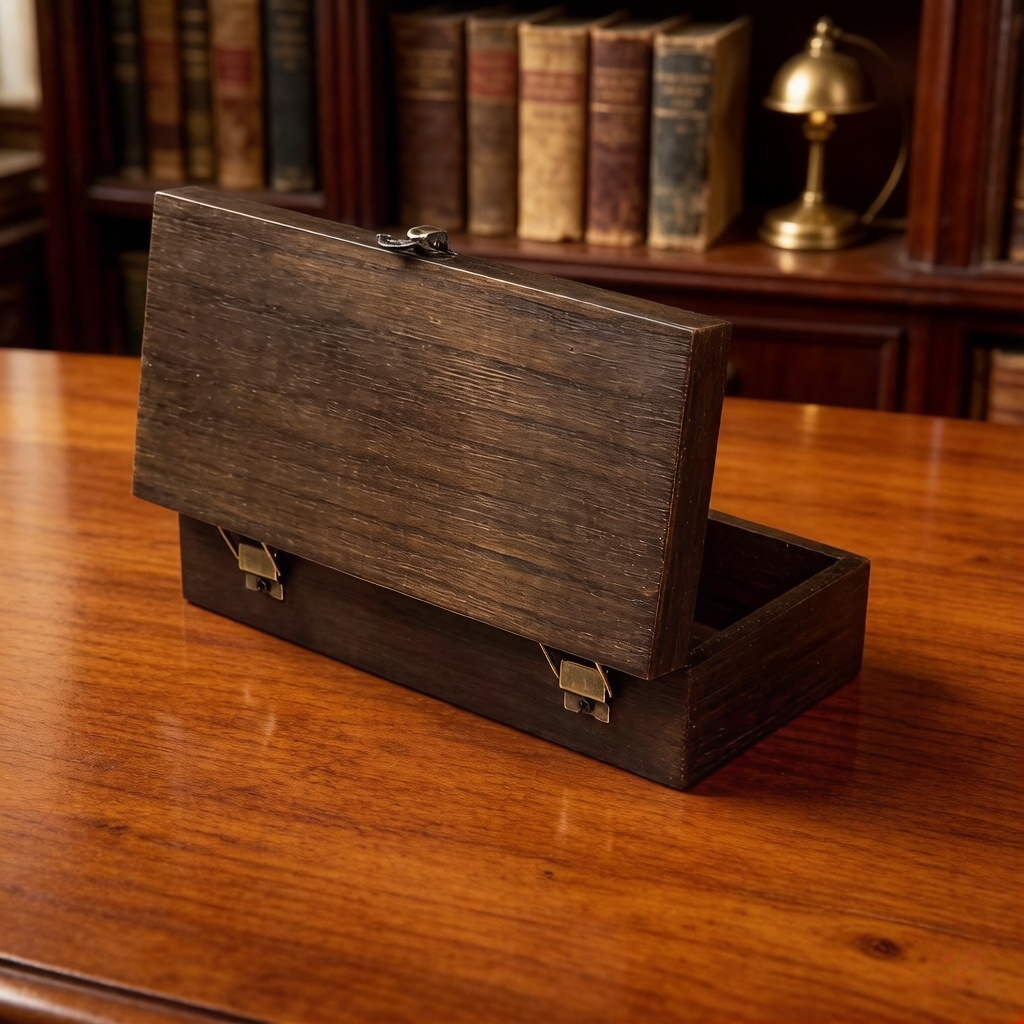 Vintage Dark Wood Storage Box  - High Tech Office Accessories avaliação e preço