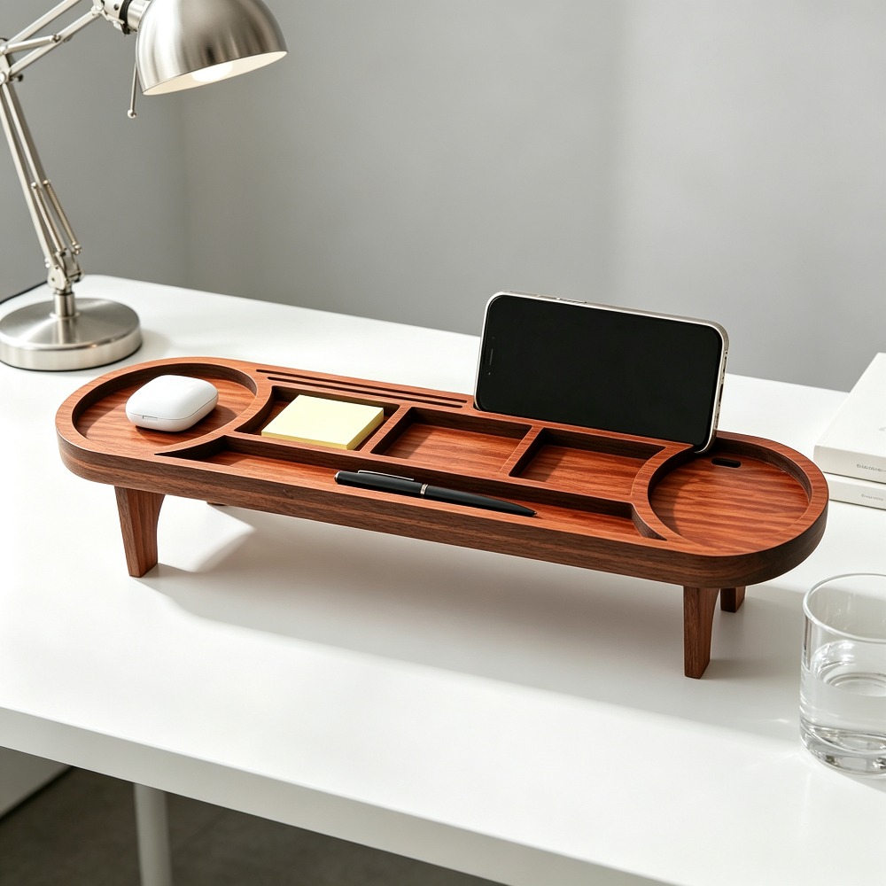 Wooden Desk Organizer with Pho - Tech Accessories For Office Desk avaliação e preço