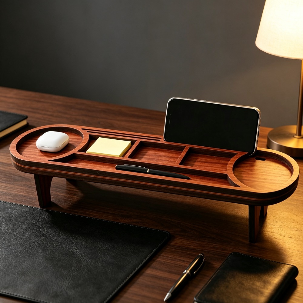 Wooden Desk Organizer with Pho - Tech Accessories For Office Desk avaliação e preço