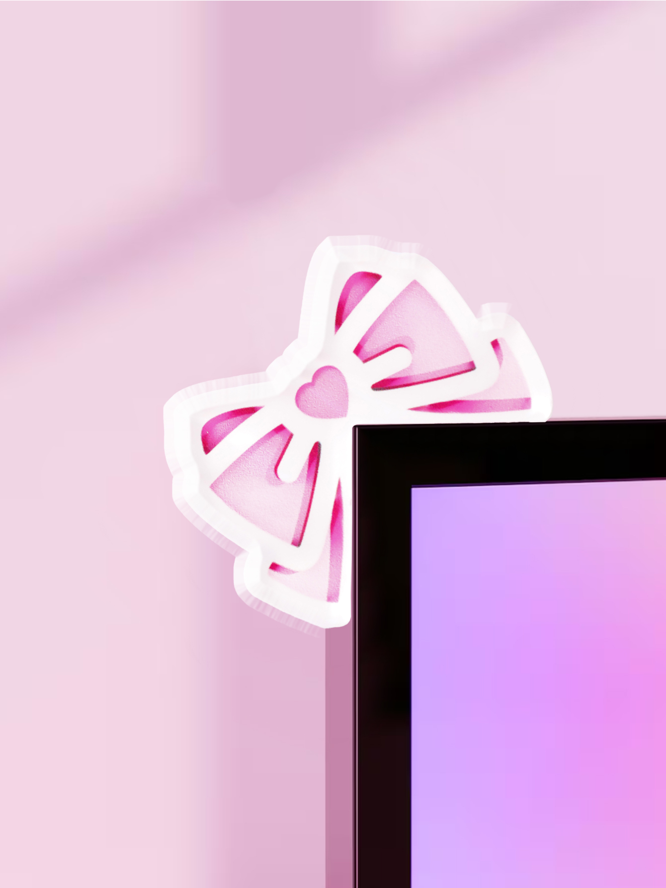 Kawaii Bow Monitor Decor Pink  - Tech Gaming Accessories avaliação e preço